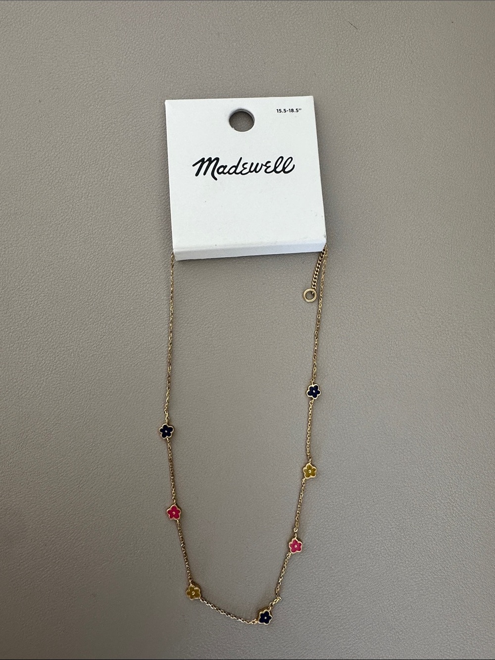 Madewell Gold Necklace with Pink, Blue, Yellow Flower Charms - Picture 1 of 1